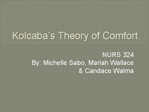 Kolcabas Theory of Comfort NURS 324 By Michelle