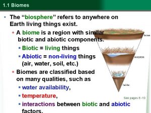 1 1 Biomes The biosphere refers to anywhere