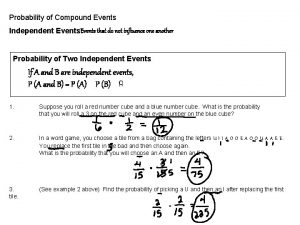Probability of Compound Events Independent Events Events that