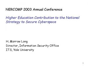 NERCOMP 2003 Annual Conference Higher Education Contribution to