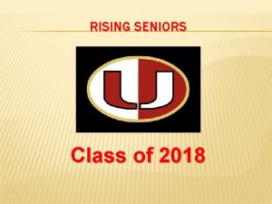 RISING SENIORS Class of 2018 24 CREDITS REQUIRED