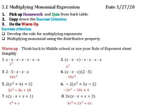 5 1 Multiplying Monomial Expression 1 Pick up