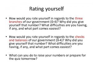 Rating yourself How would you rate yourself in