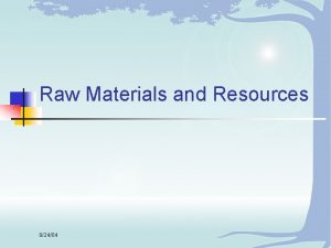 Raw Materials and Resources 82404 Operations require raw