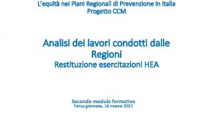 Lequit nei Piani Regionali di Prevenzione in Italia