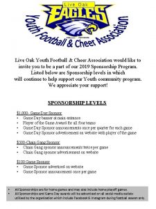 Live Oak Youth Football Cheer Association would like