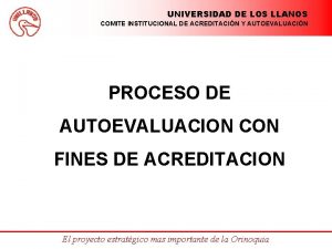 UNIVERSIDAD DE LOS LLANOS COMITE INSTITUCIONAL DE ACREDITACIN