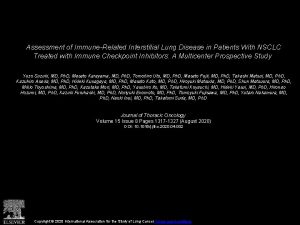 Assessment of ImmuneRelated Interstitial Lung Disease in Patients