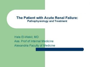 The Patient with Acute Renal Failure Pathophysiology and