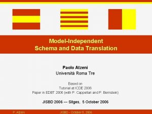 ModelIndependent Schema and Data Translation Paolo Atzeni Universit