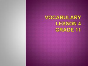 VOCABULARY LESSON 4 GRADE 11 Acknowledge verb admit