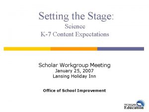 Setting the Stage Science K7 Content Expectations Scholar