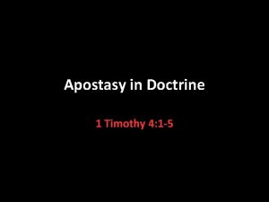 Apostasy in Doctrine 1 Timothy 4 1 5