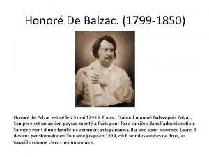 Honor De Balzac 1799 1850 Honor de Balzac