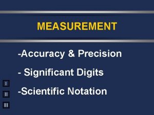 MEASUREMENT Accuracy Precision Significant Digits I II III