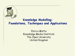 Knowledge Modelling Foundations Techniques and Applications Enrico Motta