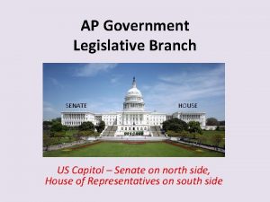 AP Government Legislative Branch SENATE HOUSE US Capitol