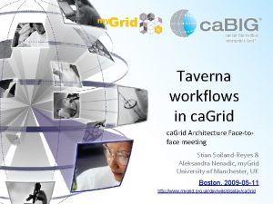 Taverna workflows in ca Grid Architecture Facetoface meeting