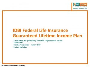 IDBI Federal Life Insurance Guaranteed Lifetime Income Plan