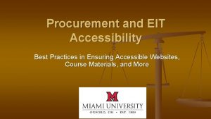 Procurement and EIT Accessibility Best Practices in Ensuring