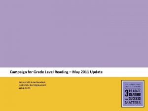 Campaign for Grade Level Reading May 2011 Update