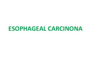 ESOPHAGEAL CARCINONA Anatomy Of Esophagus Anatomy Of Esophagus