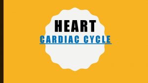 HEART CARDIAC CYCLE CARDIAC CYCLE A single cardiac
