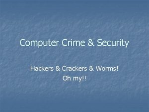 Computer Crime Security Hackers Crackers Worms Oh my