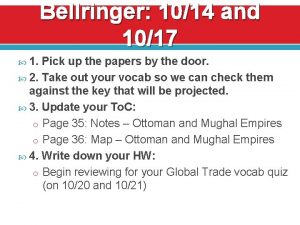 Bellringer 1014 and 1017 1 Pick up the