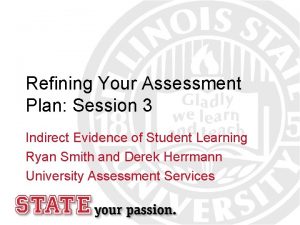 Refining Your Assessment Plan Session 3 Indirect Evidence