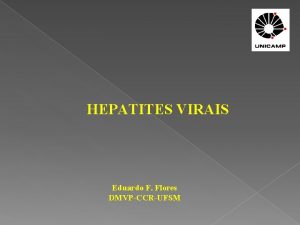 HEPATITES VIRAIS Eduardo F Flores DMVPCCRUFSM Histrico 1953