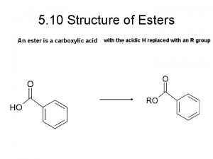 5 10 Structure of Esters An ester is