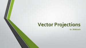 Vector Projections Dr Shildneck Projection of a Vector