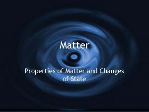 Matter Properties of Matter and Changes of State