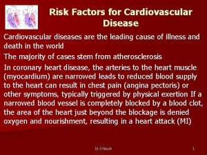 Risk Factors for Cardiovascular Disease Cardiovascular diseases are