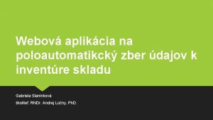 Webov aplikcia na poloautomatikck zber dajov k inventre