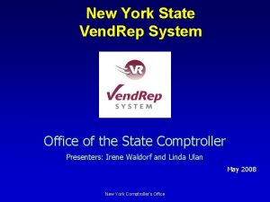 New York State Vend Rep System Office of