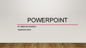 POWERPOINT BY BREAUNA BRISENO SAMANTHA RIOS WHAT IS