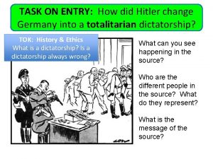 TASK ON ENTRY How did Hitler change Germany