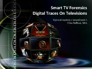 Smart TV Forensics Digital Traces On Televisions Vybran