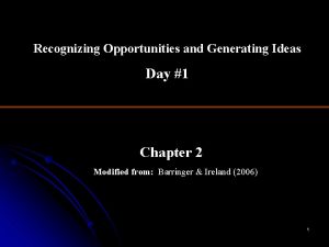 Recognizing Opportunities and Generating Ideas Day 1 Chapter