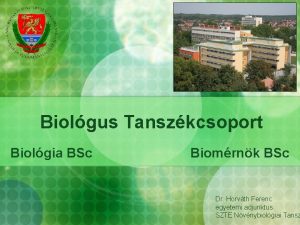 Biolgus Tanszkcsoport Biolgia BSc Biomrnk BSc Dr Horvth