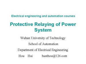 Electrical engineering and automation courses Protective Relaying of