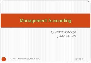 1 Management Accounting By Ghanendra Fago MBA M