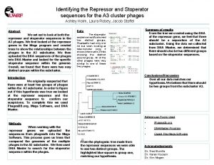 Identifying the Repressor and Stoperator sequences for the