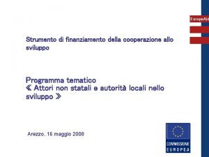 Europe Aid Strumento di finanziamento della cooperazione allo