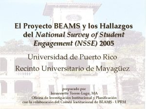 El Proyecto BEAMS y los Hallazgos del National