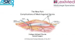 The New Pain Complications of Mesh Inguinal Hernia