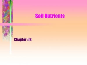 Soil Nutrients Chapter 8 What nutrients do plants