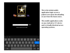 This is the initial mobile application login screen